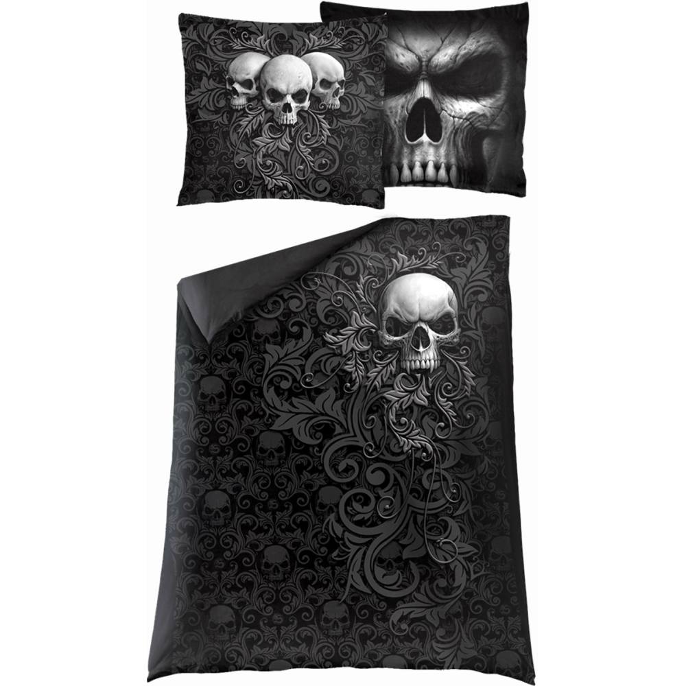 Spiral - SKULL SCROLL Dekbedovertrekset - Eenpersoons - Zwart